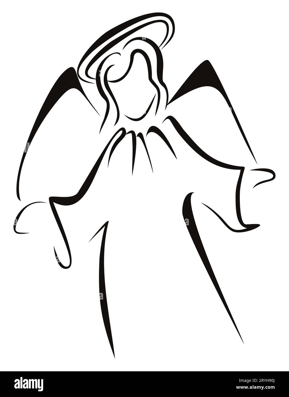 Figure d'un ange avec des ailes et un halo Banque D'Images