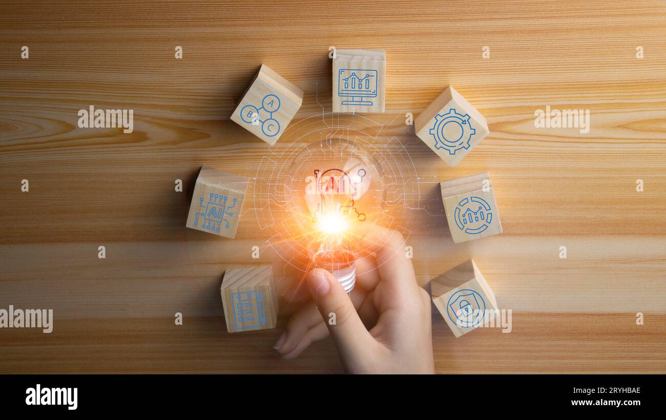 Concepts, développement de l'intelligence artificielle et auto-apprentissage de l'intelligence artificielle. Banque D'Images