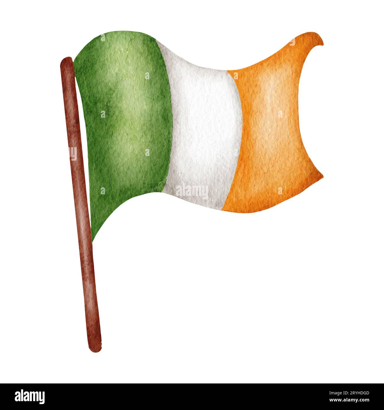 St. Le drapeau irlandais de Patrick. illustration du dessin à la main aquarelle. arrière-plan blanc isolé Banque D'Images