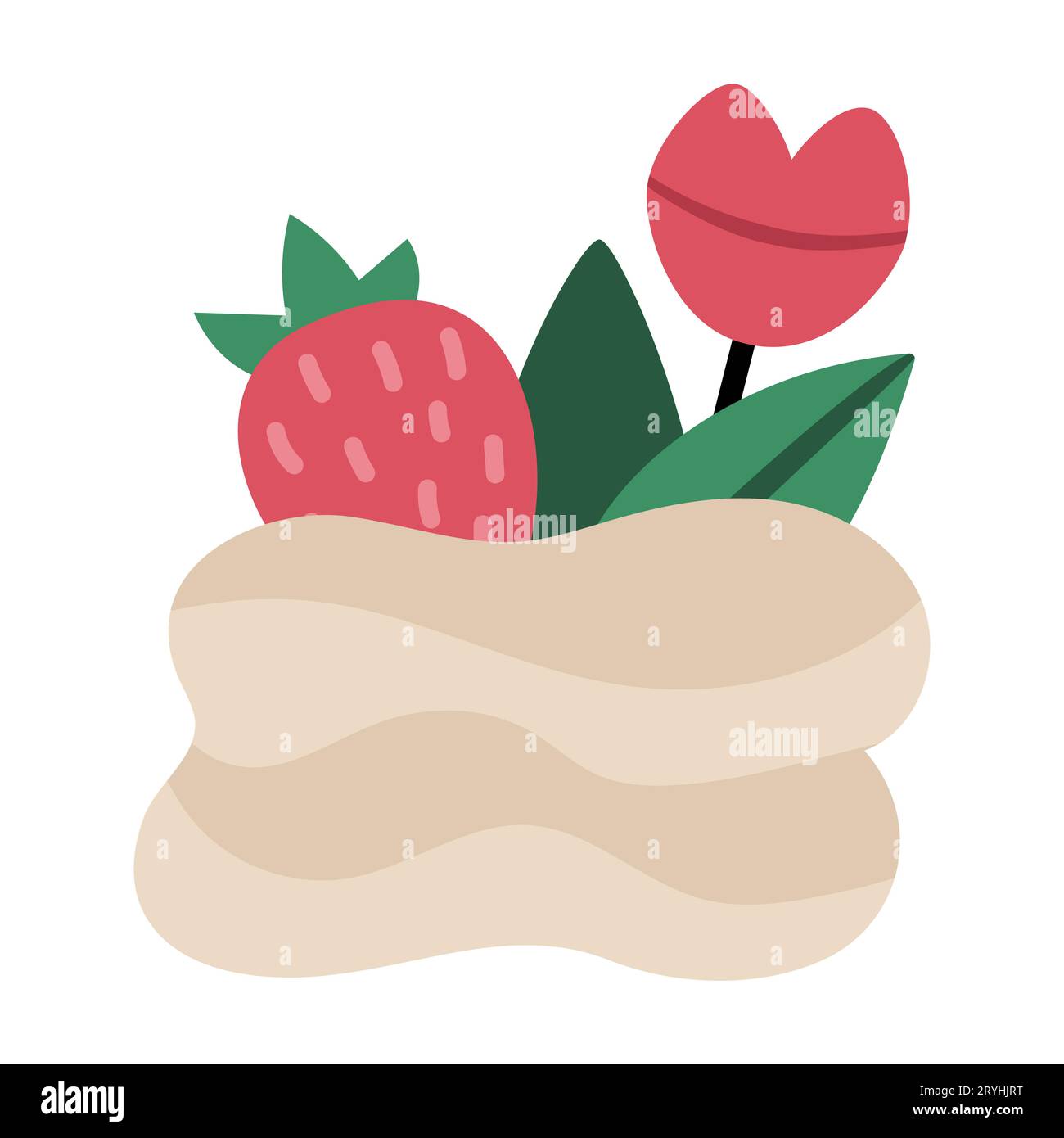 Merengue avec fraise et lèvres top icône. Illustration vectorielle de dessert français. Photo de gâteau isolé sur fond blanc Illustration de Vecteur