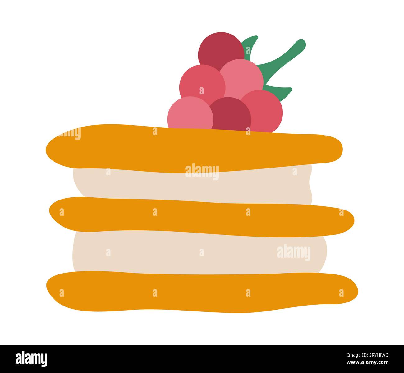 Milfey avec framboise sur l'icône supérieure. Illustration vectorielle de dessert à la crème française. Photo de gâteau isolé sur fond blanc Illustration de Vecteur