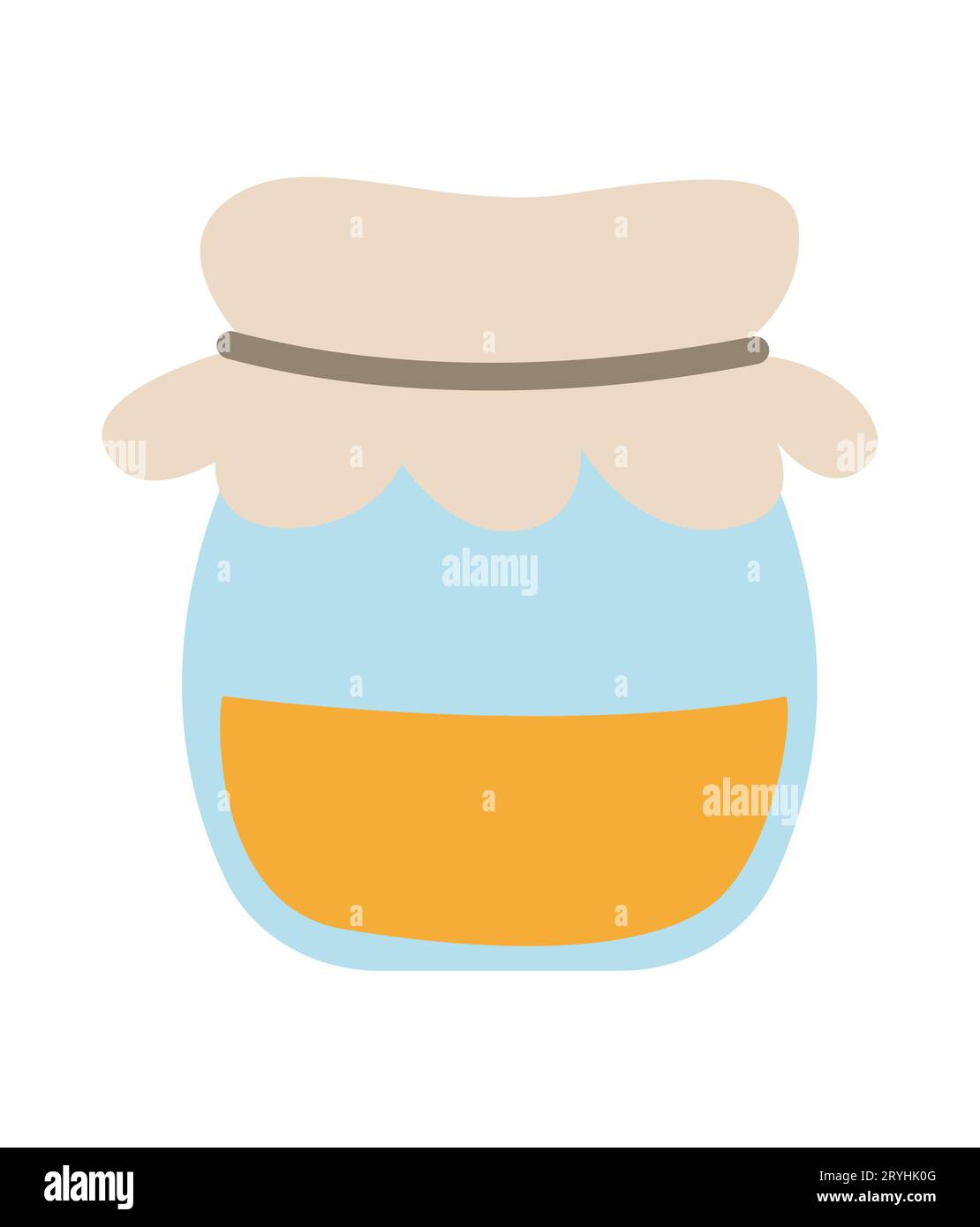 Icône de pot de miel ou de moutarde de vecteur isolé sur fond blanc. Mignon pot en verre rural attaché avec du tissu. Illustration de ferme apicole plate Illustration de Vecteur