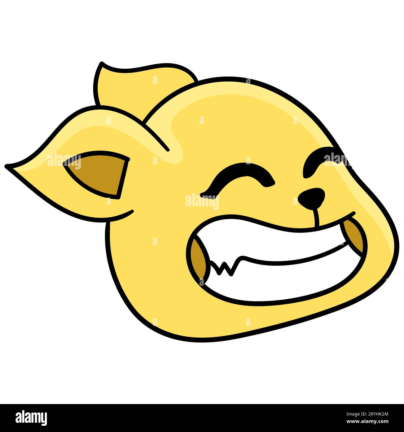 la tête de chat rit joyeusement en jaune, illustration vectorielle en ...
