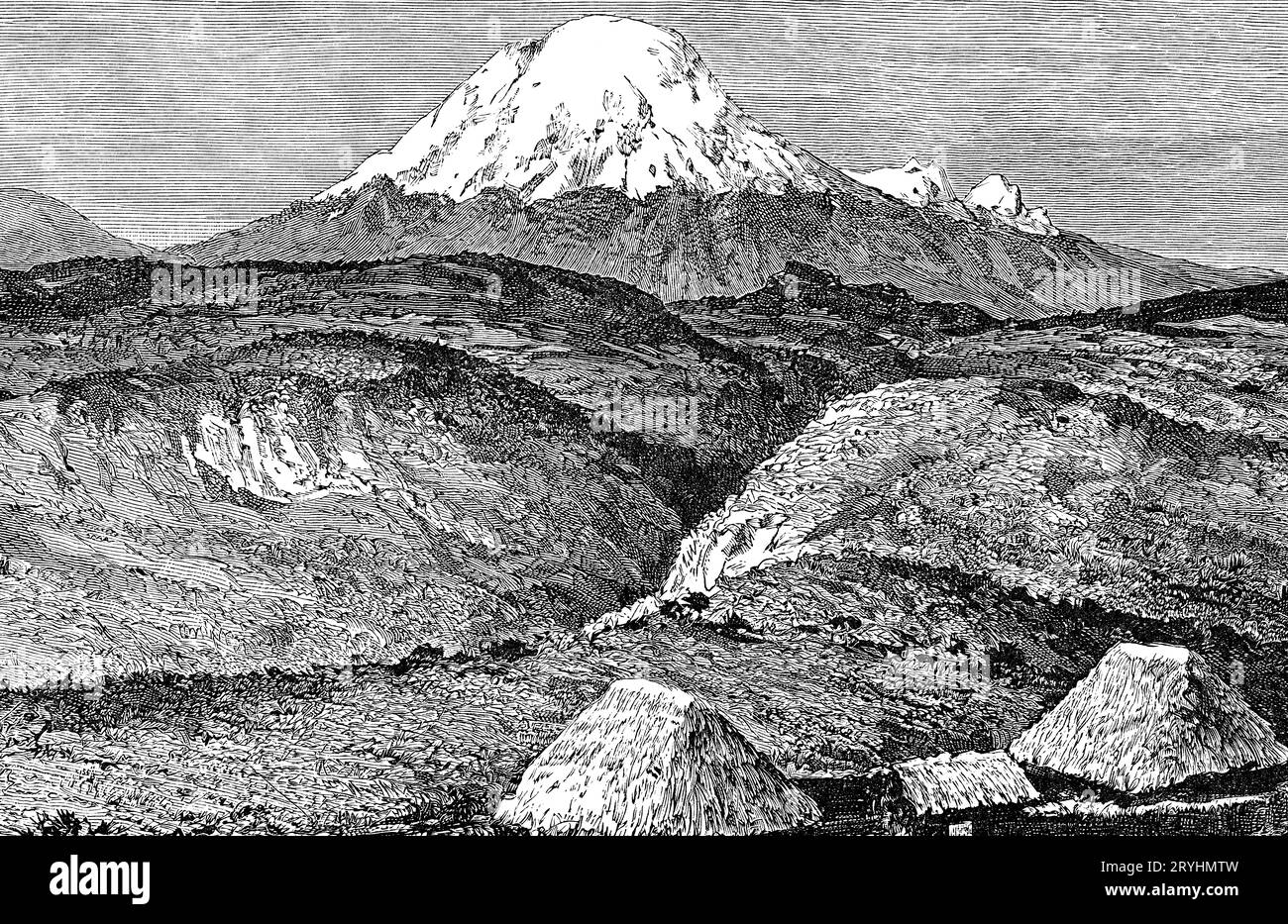 Chimborazo, Équateur, c1902. Chimborazo est un stratovolcan inactif situé dans la cordillère occidentale des Andes. Banque D'Images