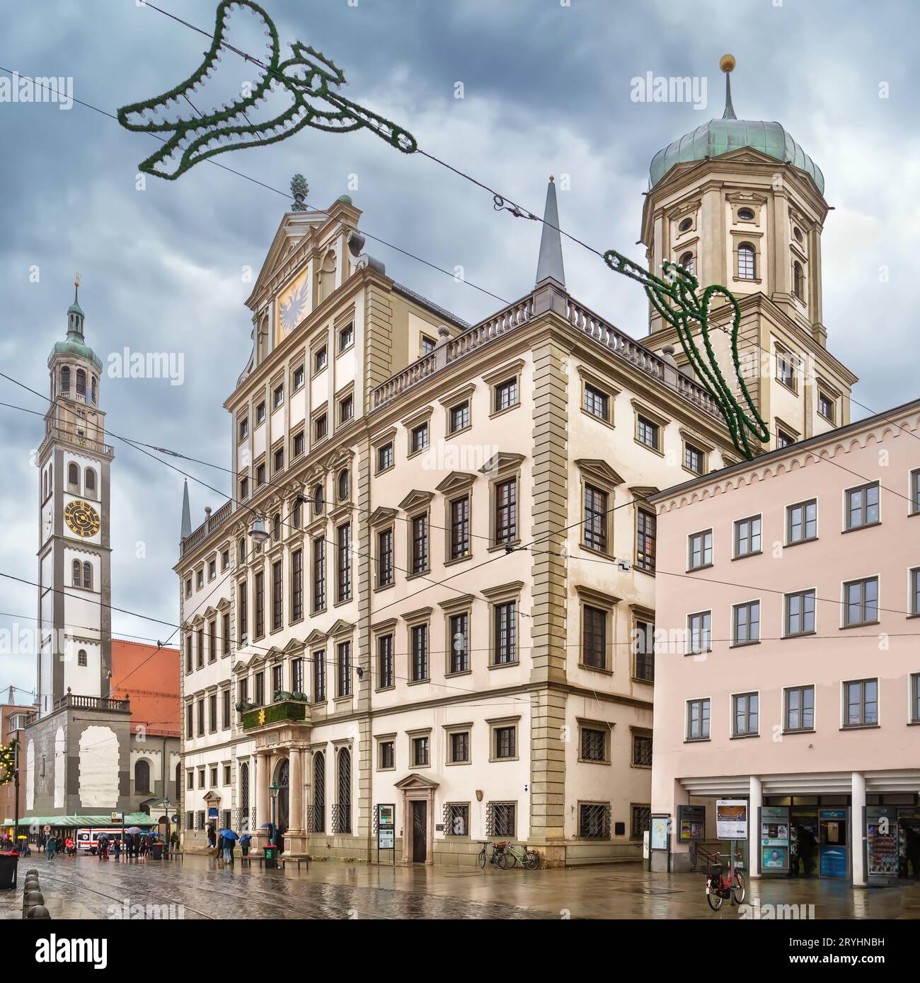 Perlachtower avec hôtel de ville, Augsbourg, Allemagne Banque D'Images