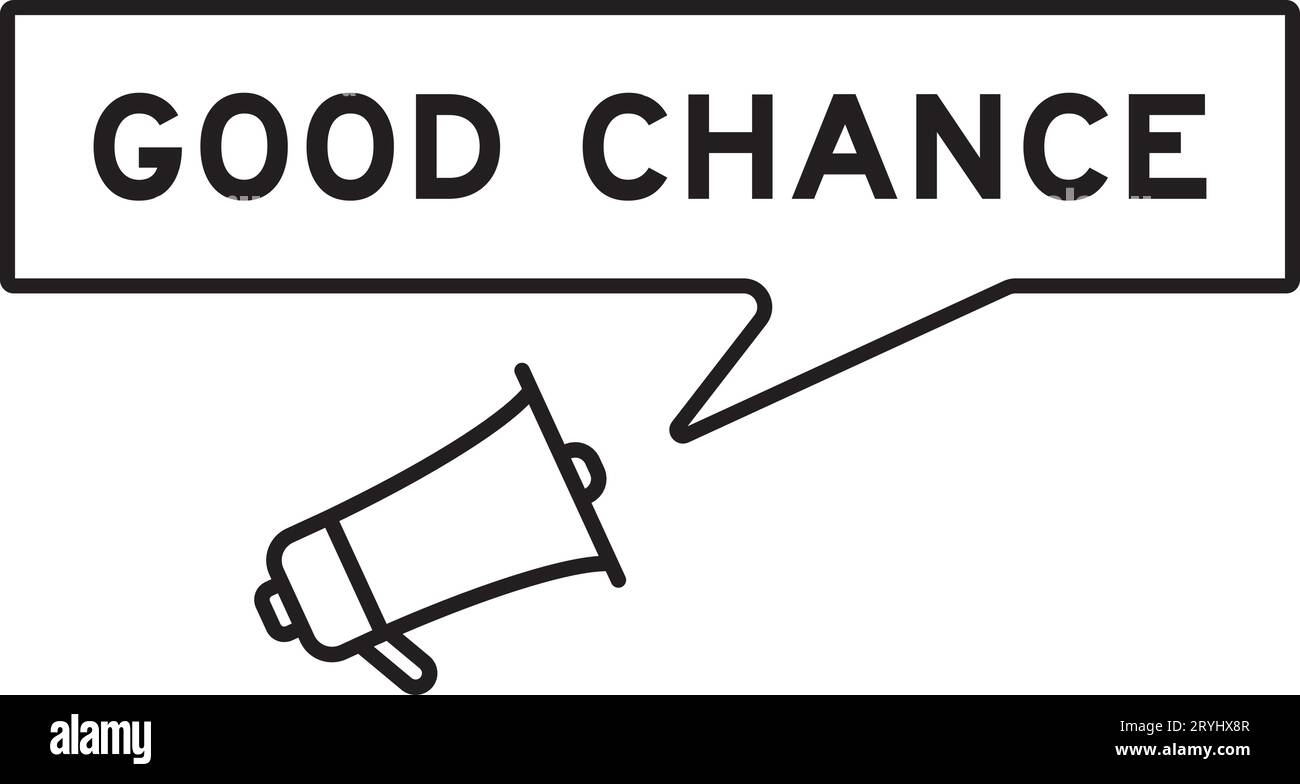 Icône mégaphone avec bulle de parole dans le mot bonne chance sur fond blanc Illustration de Vecteur