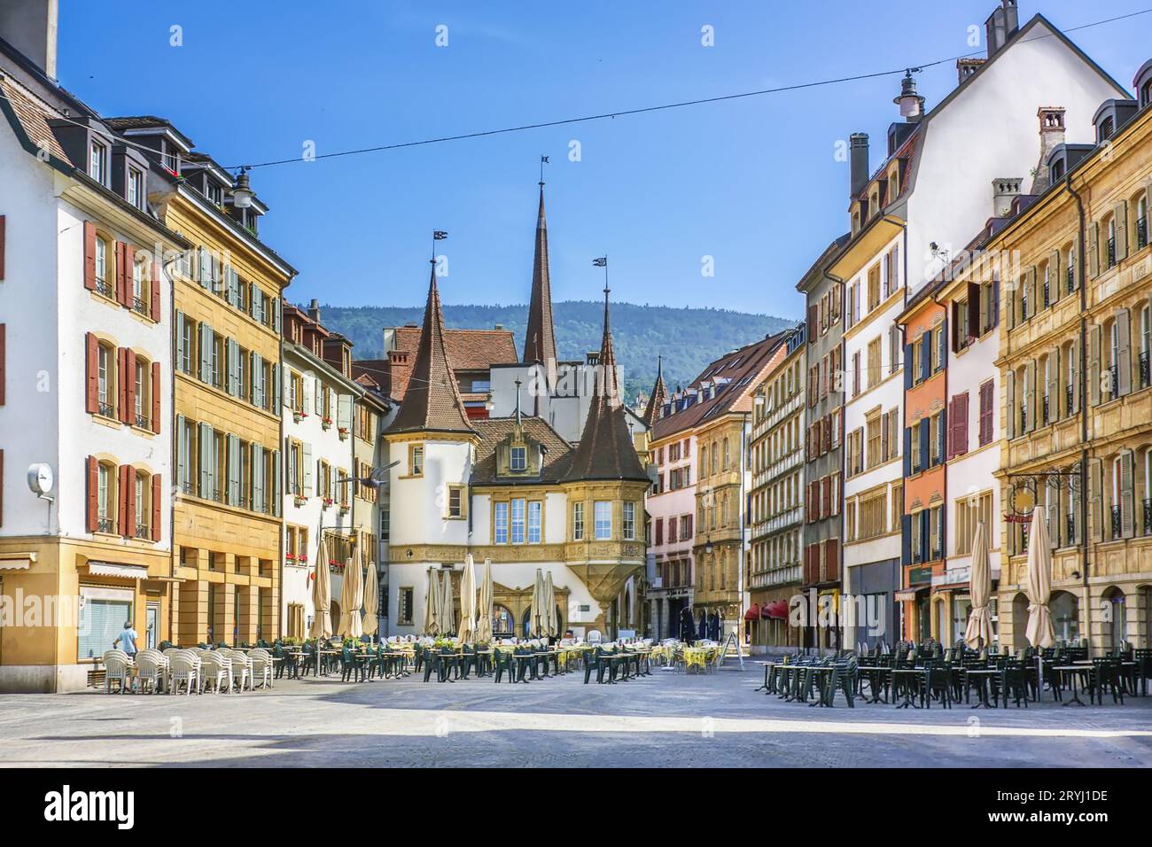 Place du marché à Neuchâtel, Suisse Banque D'Images