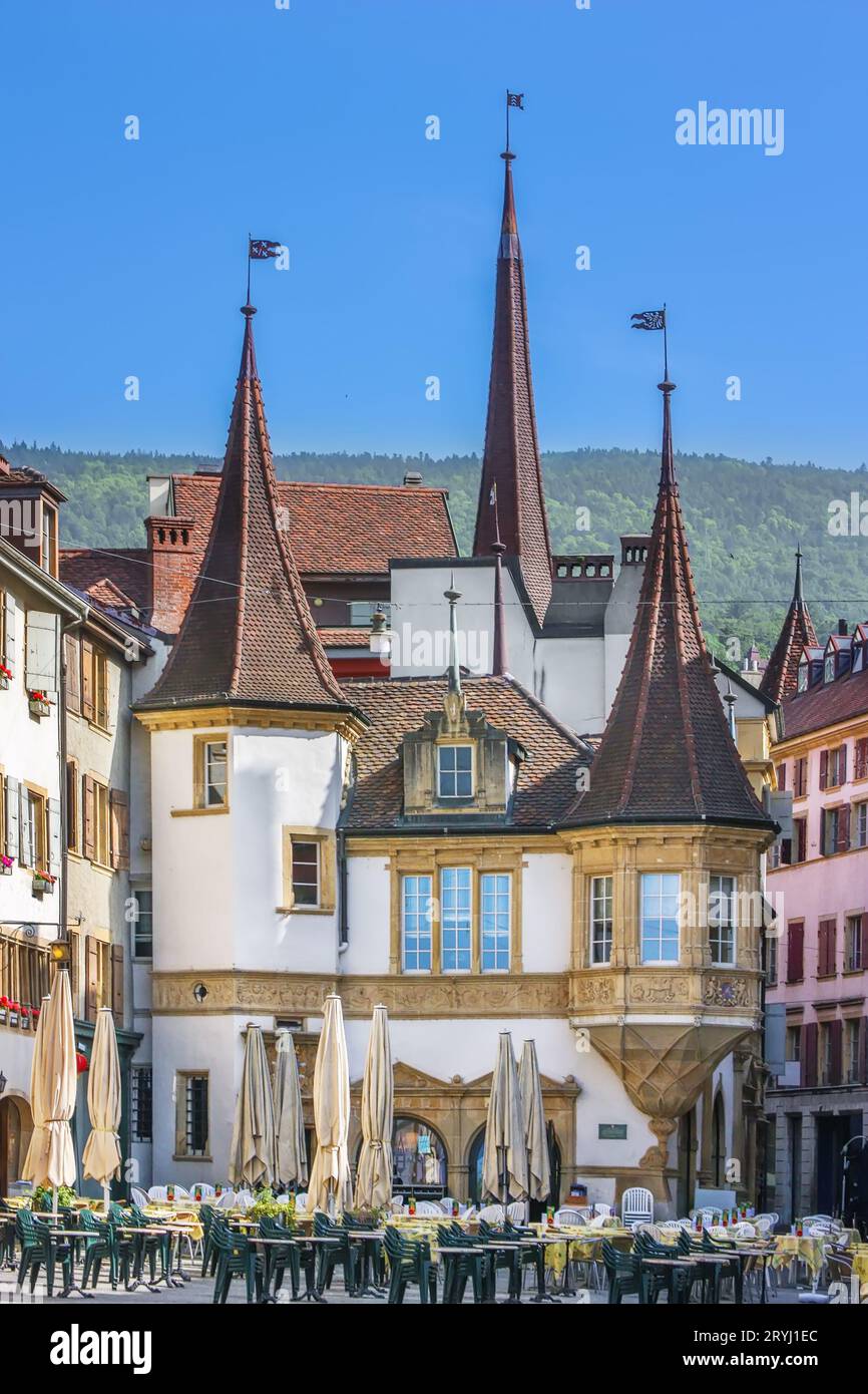 Place du marché à Neuchâtel, Suisse Banque D'Images