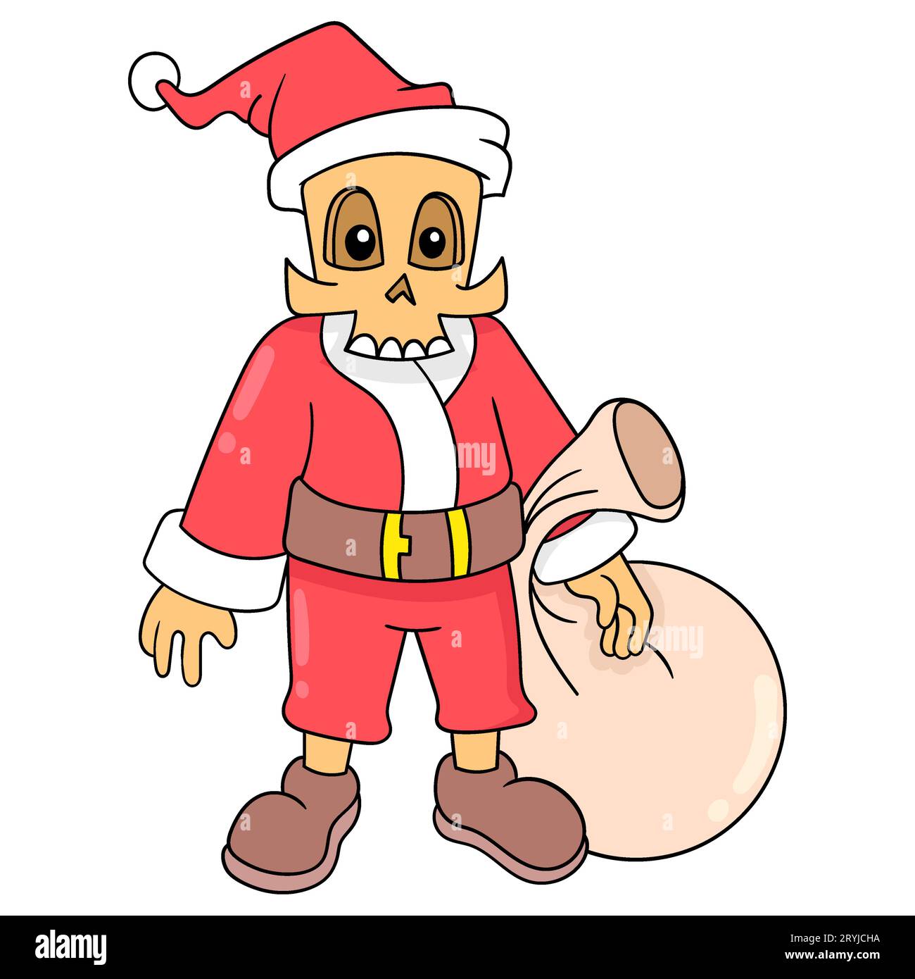 mort-vivant crâne célébrant noël partage des cadeaux, illustration vectorielle art. doodle icône image kawaii. Banque D'Images