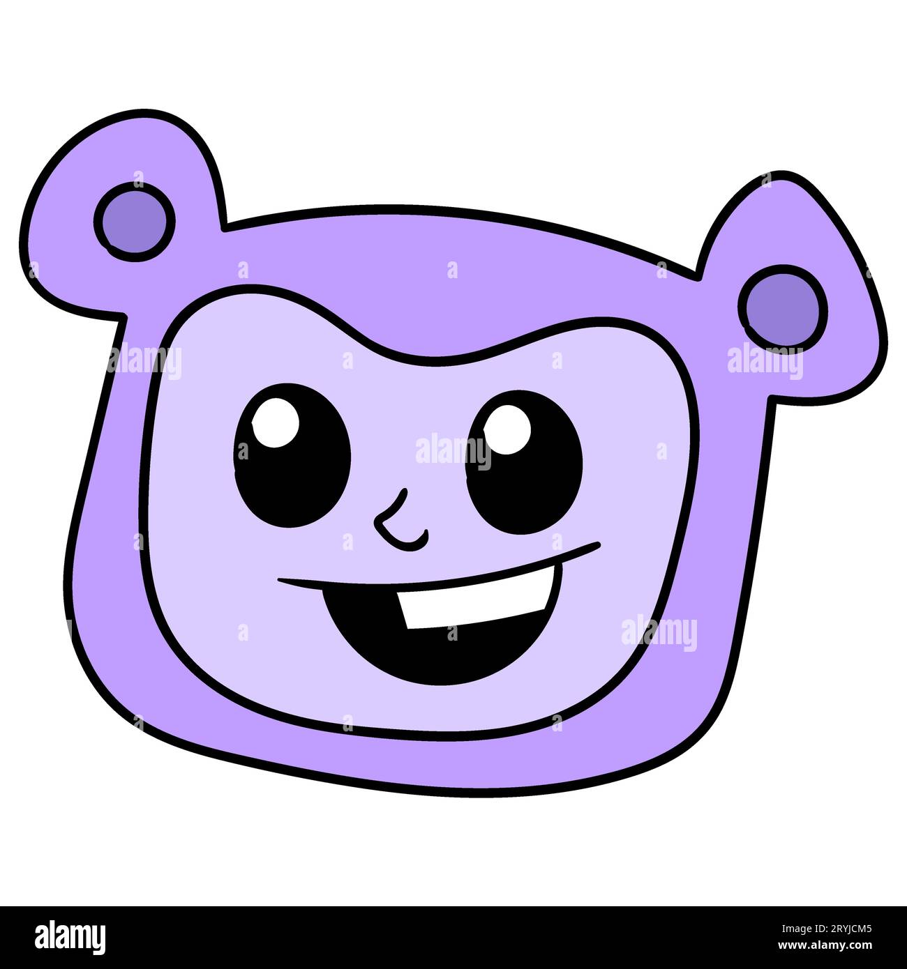 violet tête d'ours sourire amical, vecteur illustration carton émoticon. dessin d'icône doodle Banque D'Images