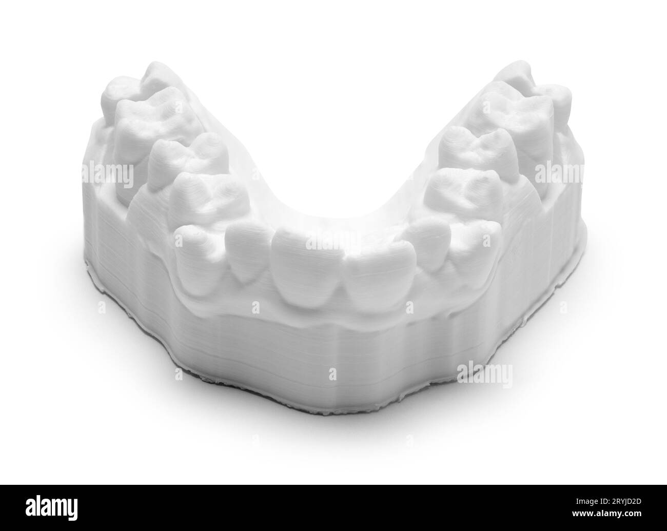 Moule de dents dentaires découpé sur blanc. Banque D'Images