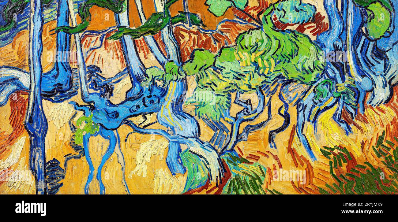 Vincent van Gogh's Tree Roots célèbre peinture. Banque D'Images