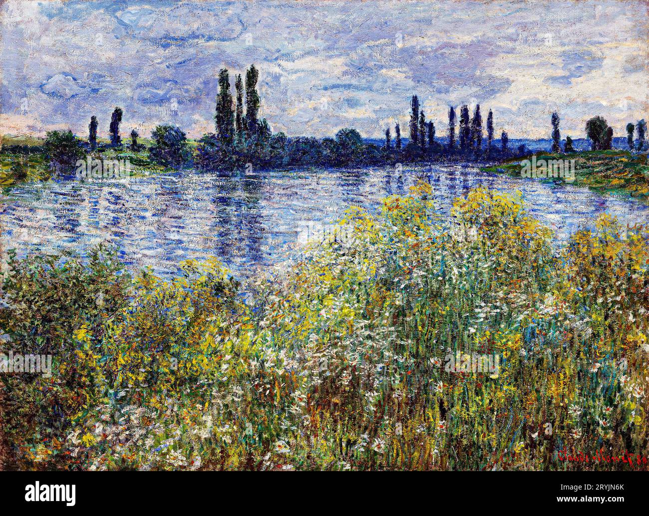 Les rives de Seine de Claude Monet, VÐ¹theuil (1880) Banque D'Images