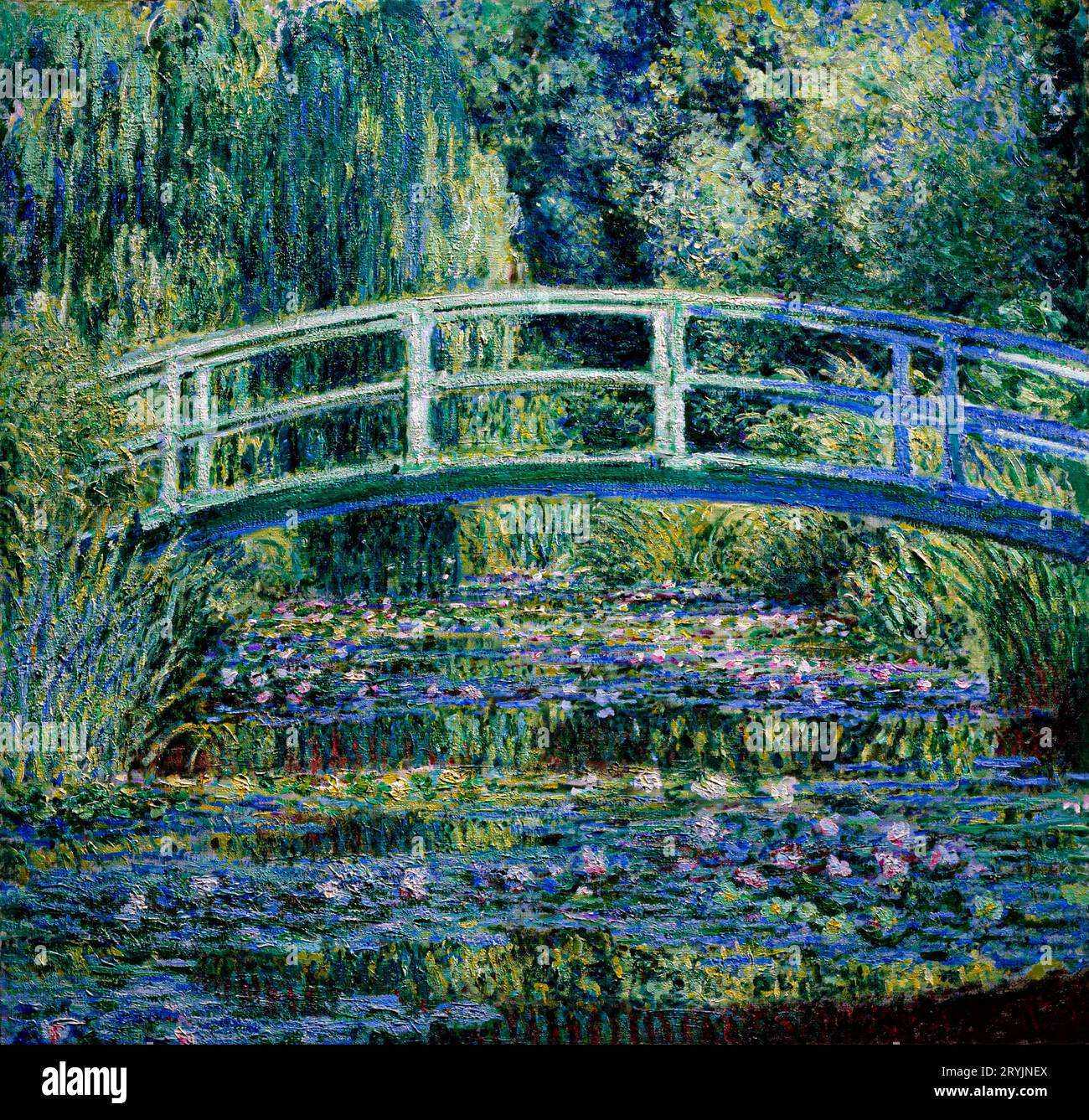 Tableau célèbre des Nymphéas et pont japonais de Claude Monet. Banque D'Images