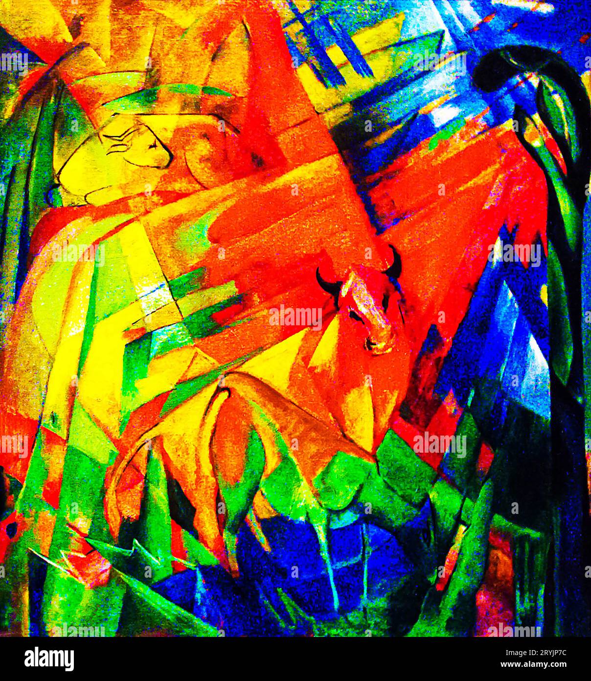 Franz Marc's Animals in a Landscape (1914) célèbre tableau. Banque D'Images