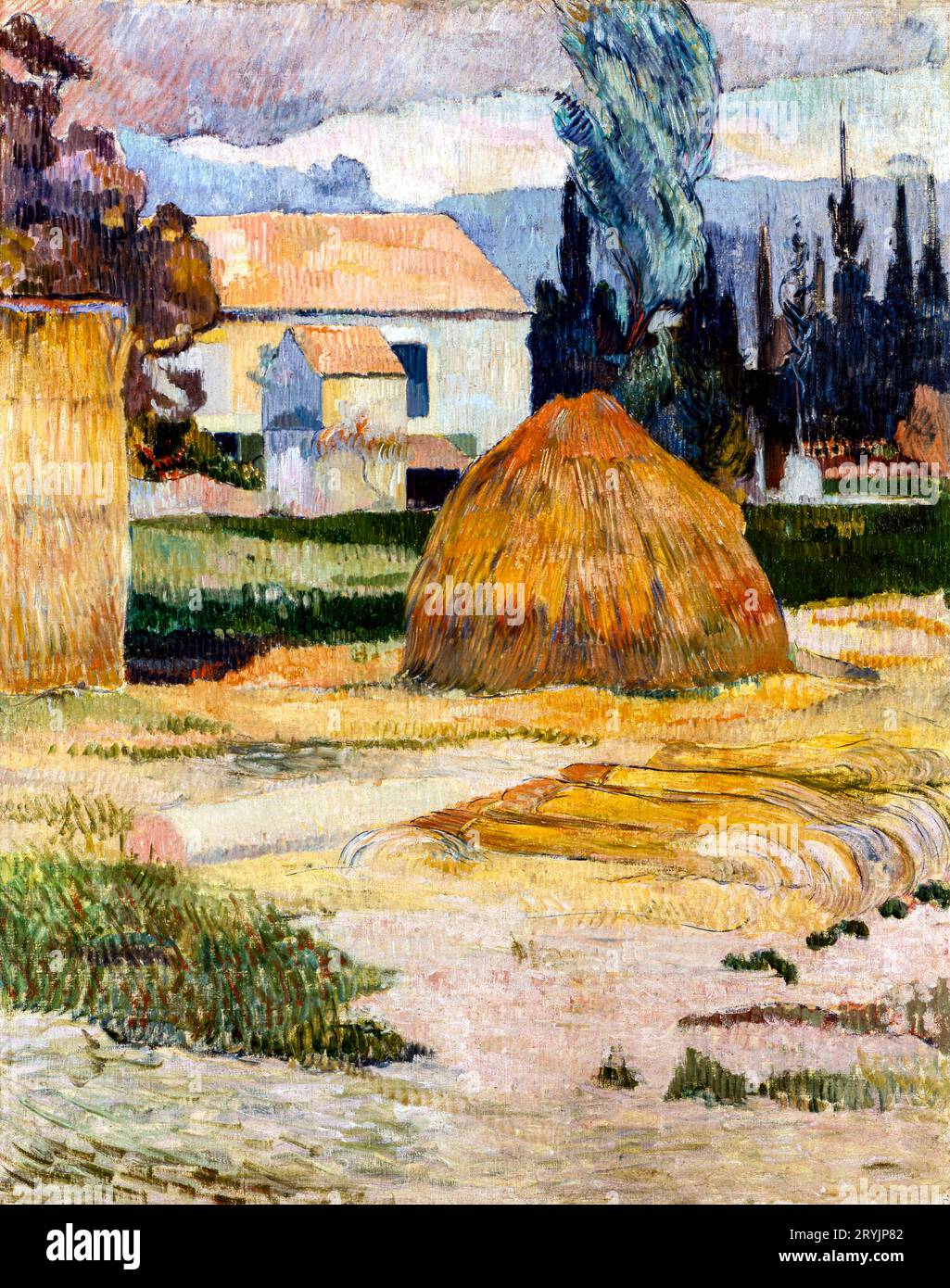 Paysage de Paul Gauguin près d'Arles (1888) peinture célèbre. Banque D'Images