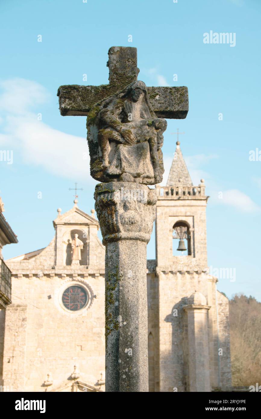 Santo Estevo de Ribas de Sil dans la Ribeira Sacra, Espagne Banque D'Images