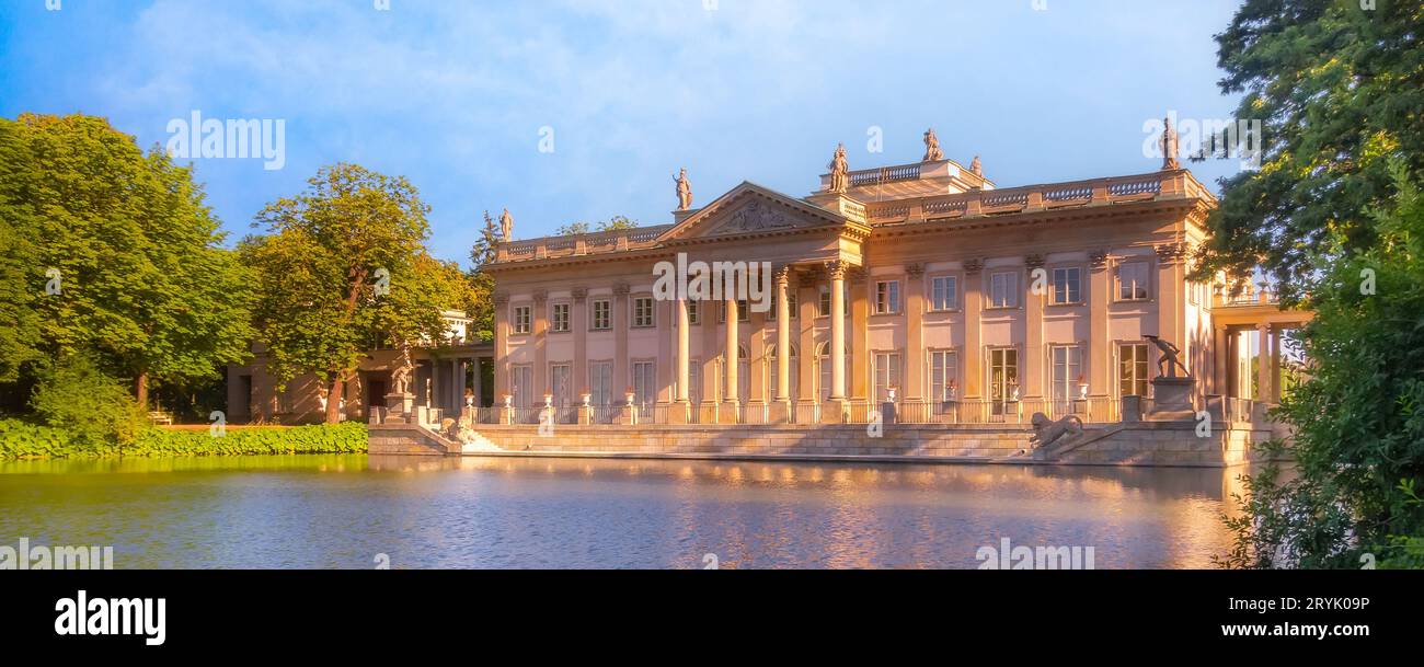 Le palais Lazienki, Varsovie, bannière de Pologne Banque D'Images