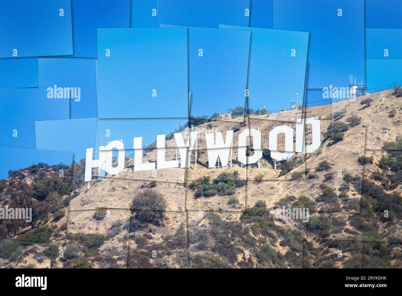 Image créative de Hollywood signe à Los Angeles - image de photo de repère. Banque D'Images