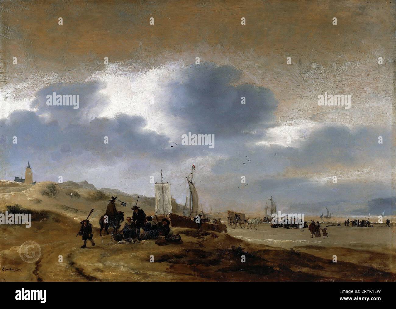 Egbert van der Poel (c.1597-1664) - Scheveningen Beach 48x66 Banque D'Images