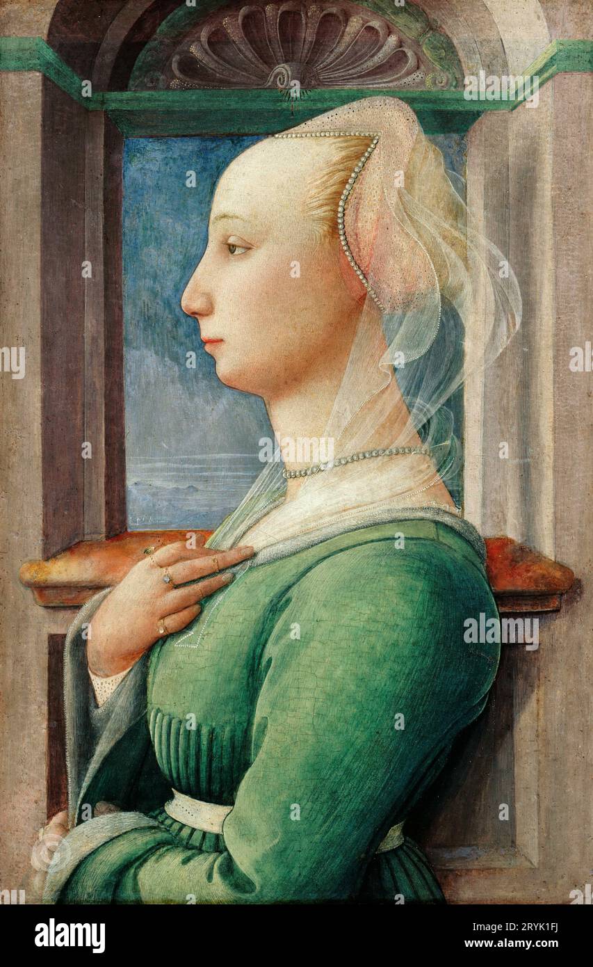 FRA Filippo Lippi (c.1406-1469) - Portrait de profil de jeune femme c.1445. 49x32 Banque D'Images