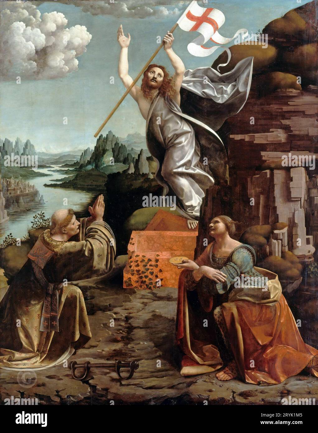 Giovanni Antonio Boltraffio et Marco da Oggiono - la résurrection du Christ avec SS. Léonard de Noblac et Lucia 1491-94. 234x185 Banque D'Images
