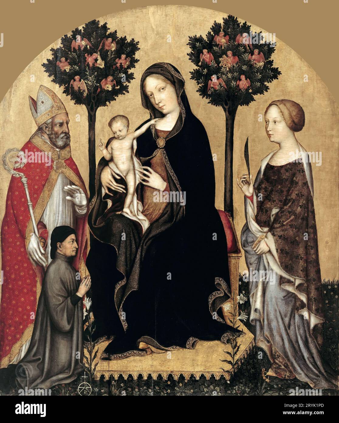 Gentile da Fabriano (c.1370-1427) - Vierge intronisée avec enfant et Saints 131x113 Banque D'Images