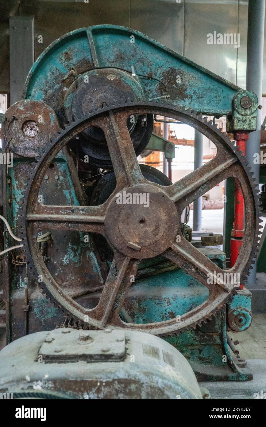 Machines de production de pâte au musée industriel de Kistefoss, Norvège Banque D'Images