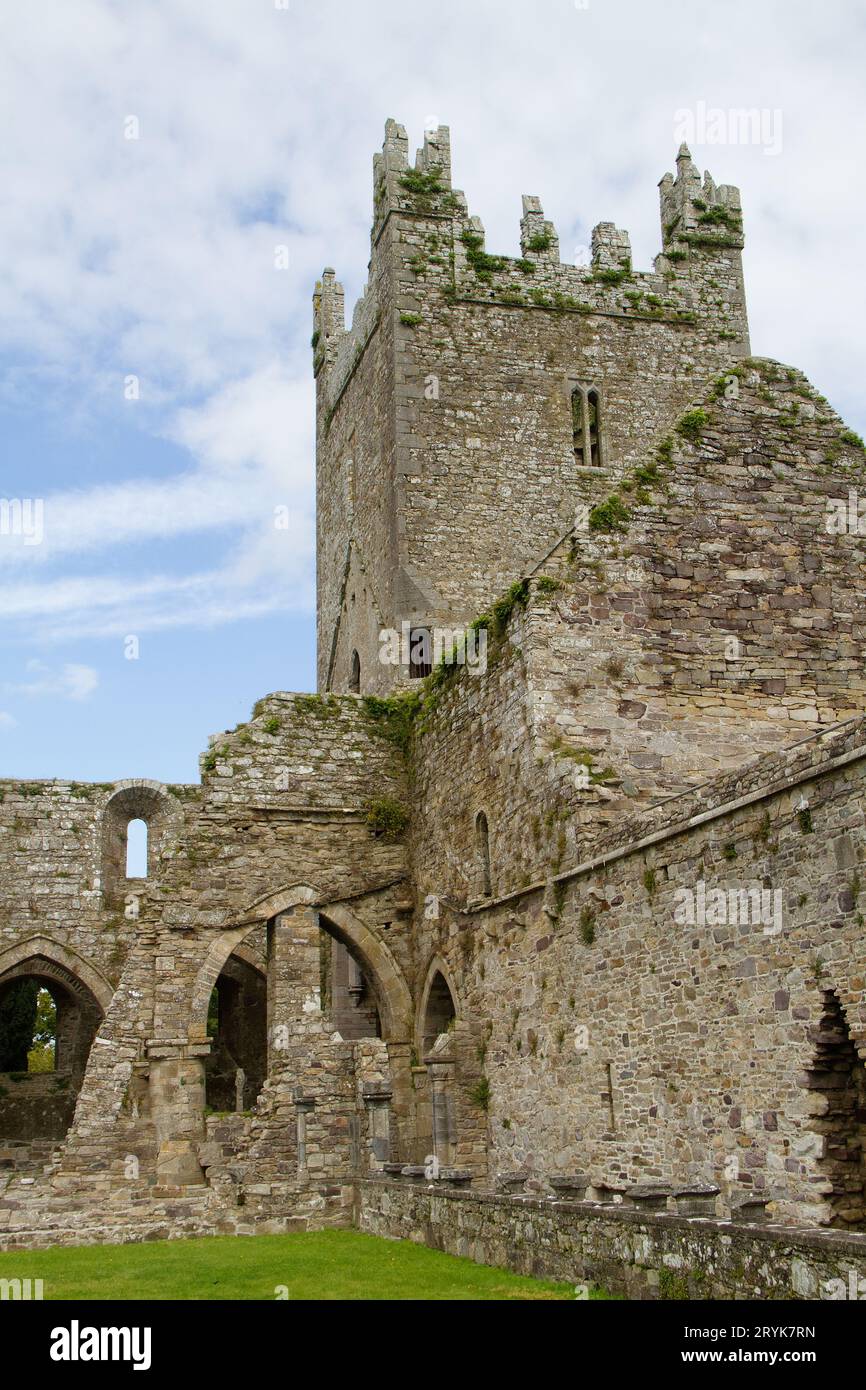 Ruine de l'abbaye de Jerpoint, un monastère médiéval près de Thomastown, Irlande Banque D'Images