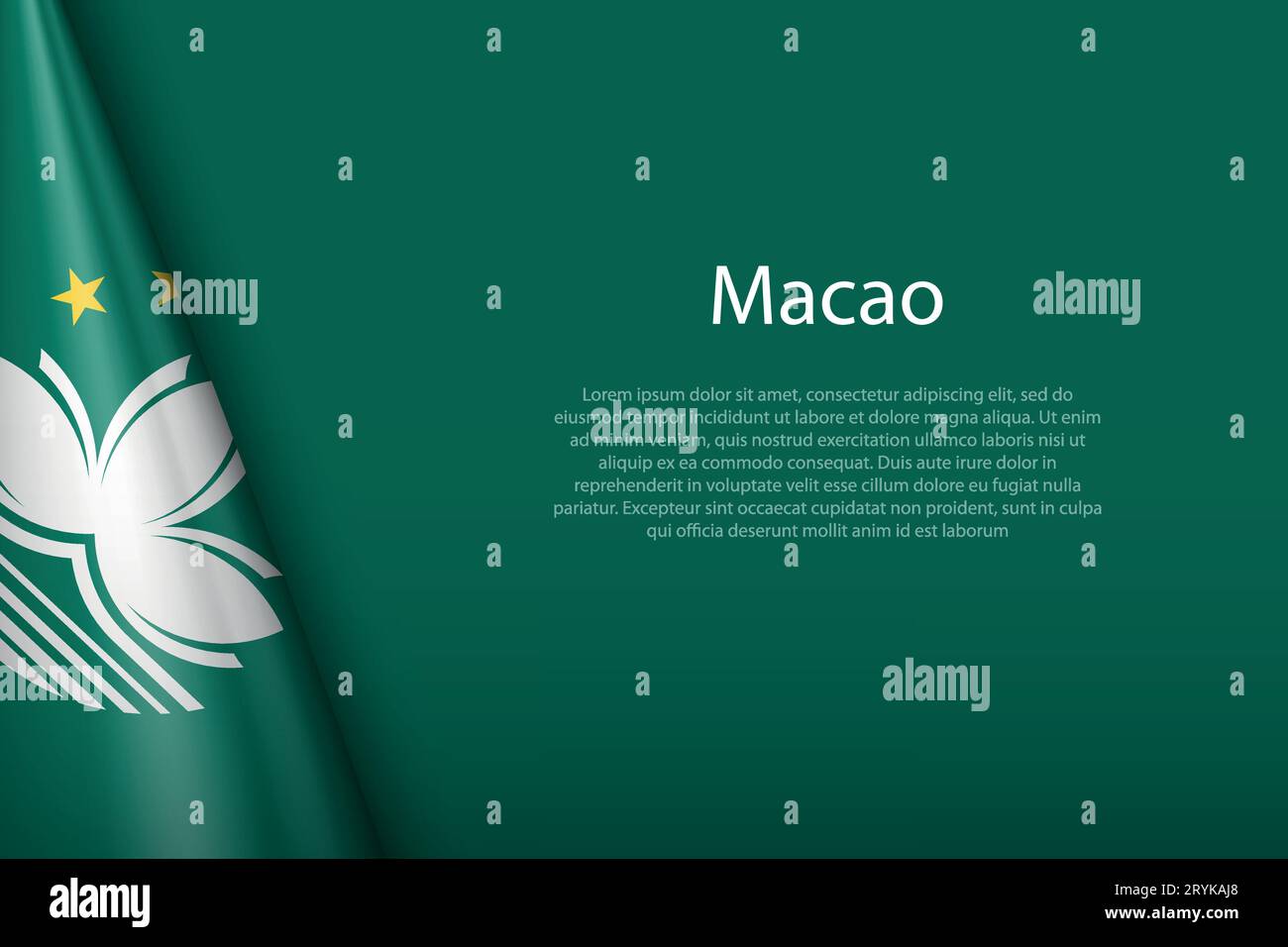 3d drapeau national Macao isolé sur fond avec copyspace Illustration de Vecteur
