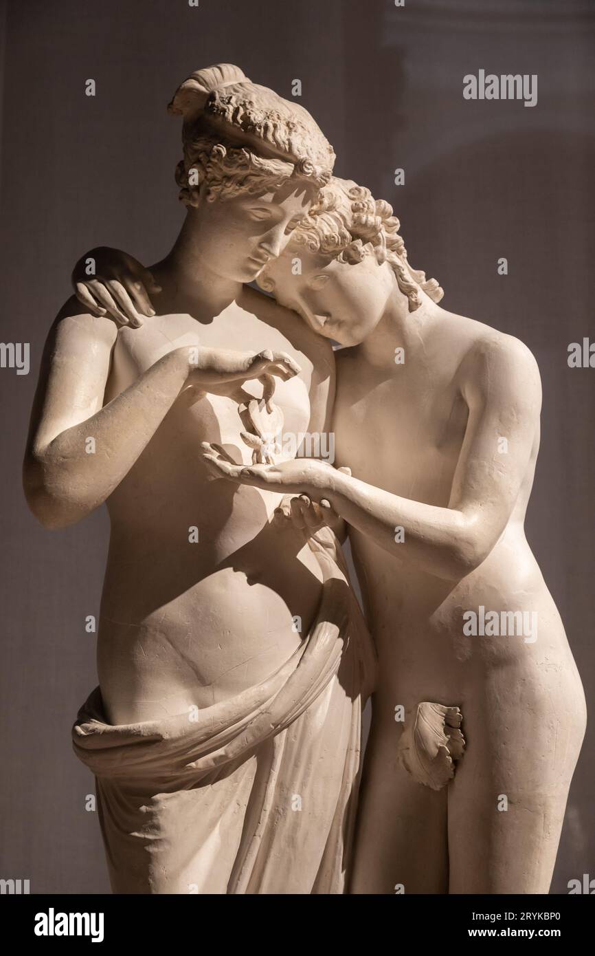 Cupidon et psyché debout, Antonio Canova. Banque D'Images