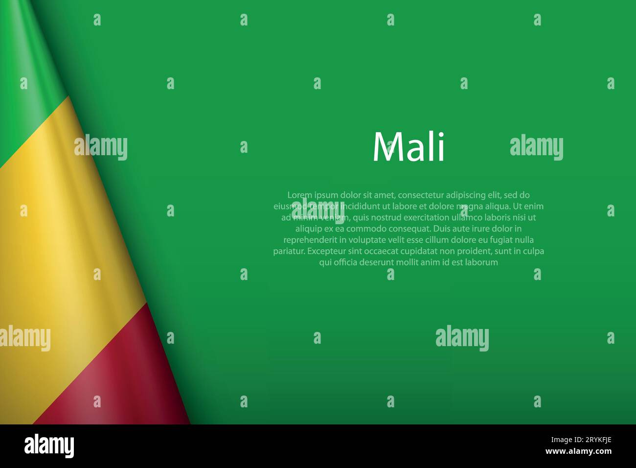 3d drapeau national Mali isolé sur fond avec copyspace Illustration de Vecteur