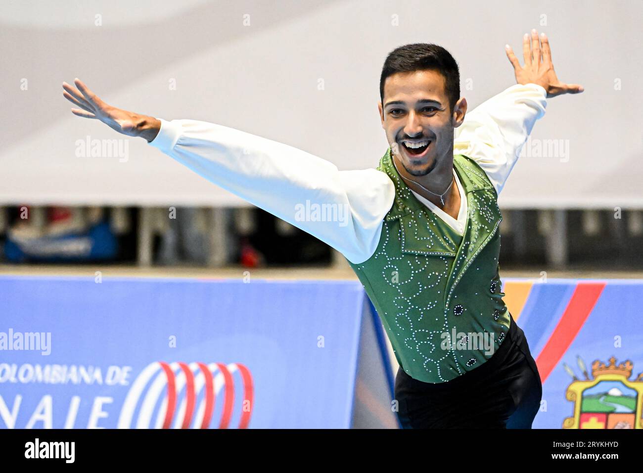 Diogo CRAVEIRO (por), lors du Senior Men, long Program, aux Championnats du monde de patinage artistique Ibagu-Tolima 2023, au Parque Deportivo Municipal, le 28 septembre 2023 à Ibagu, Colombie. Crédit : Raniero Corbelletti/AFLO/Alamy Live News Banque D'Images