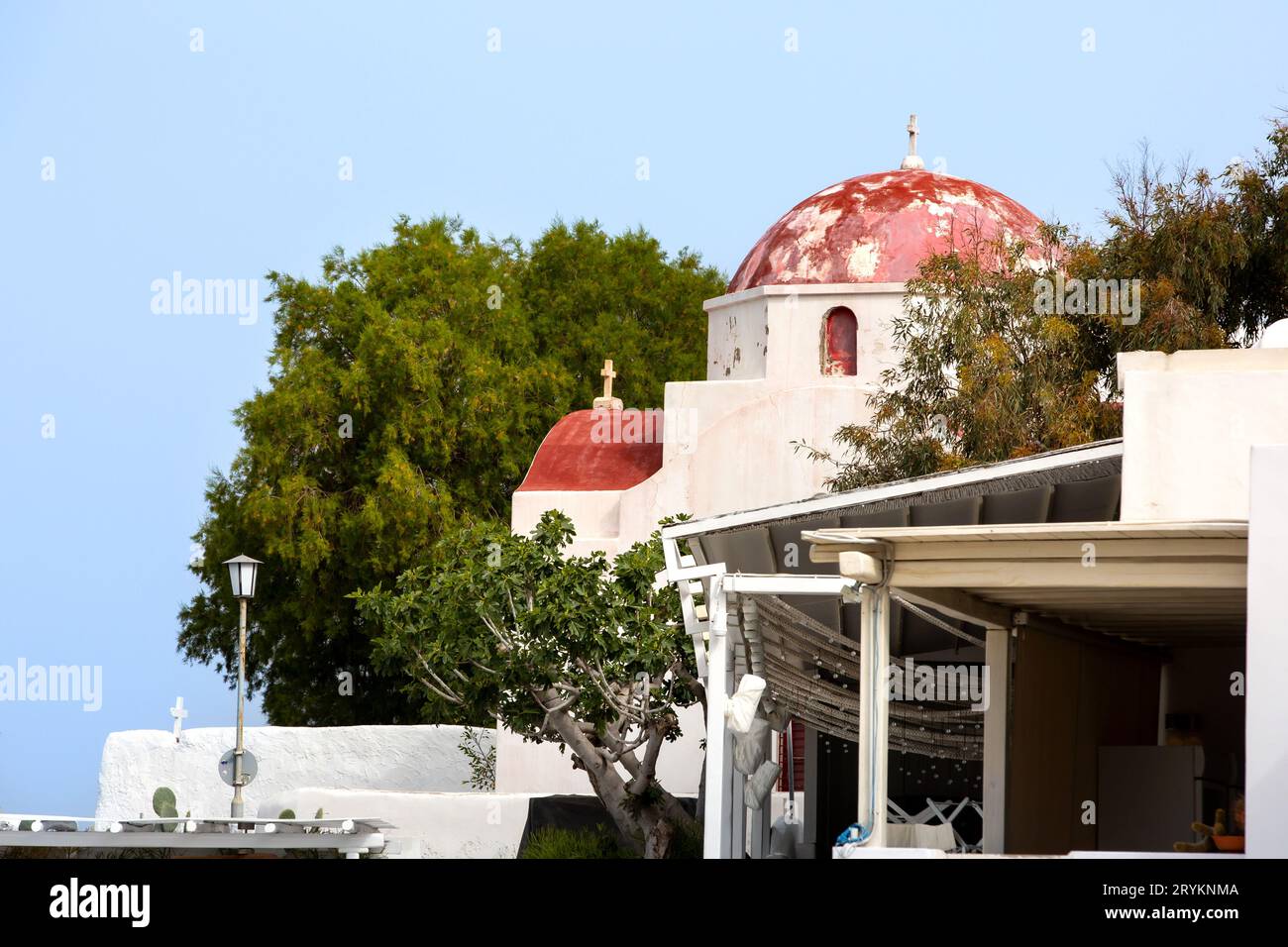 Église dans l'île de Mykonos, Grèce Banque D'Images