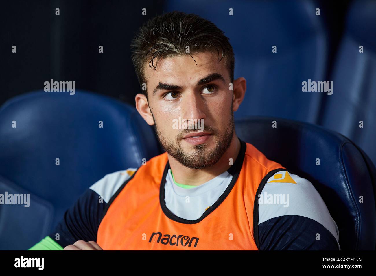 Aitor Fraga de Real Sociedad se penche sur le match de la Liga EA Sports entre Real Sociedad et RC Athletic Club à Reale Arena le 30 septembre 20 Banque D'Images