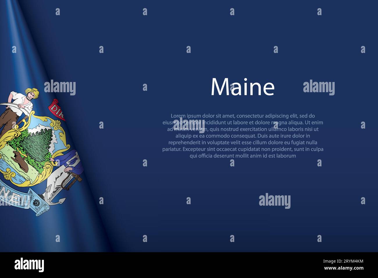 Drapeau 3d Maine, état des États-Unis, isolé sur fond avec Copyspace Illustration de Vecteur