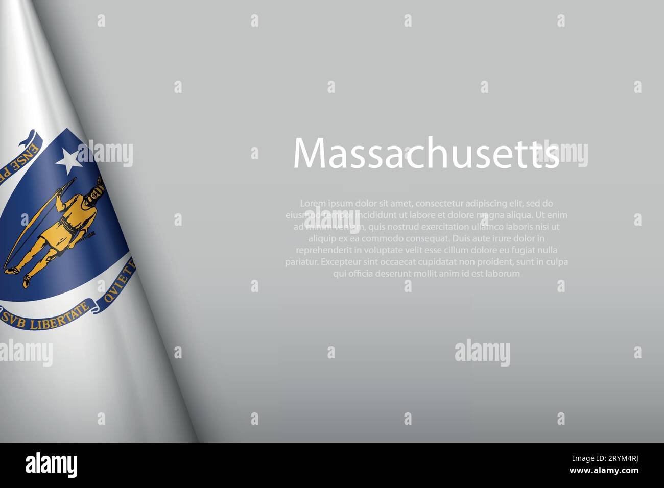 Drapeau 3d Massachusetts, état des États-Unis, isolé sur fond avec copyspace Illustration de Vecteur