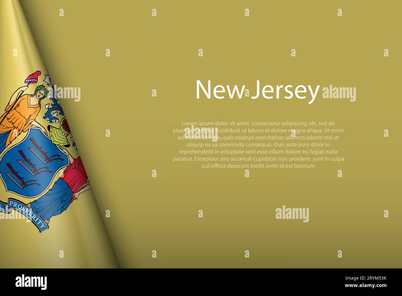 Drapeau 3d New Jersey, état des États-Unis, isolé sur fond avec Copyspace Illustration de Vecteur