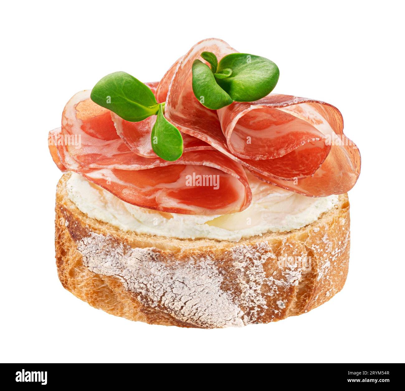 Bruschetta au jambon de Coppa isolé sur fond blanc Banque D'Images