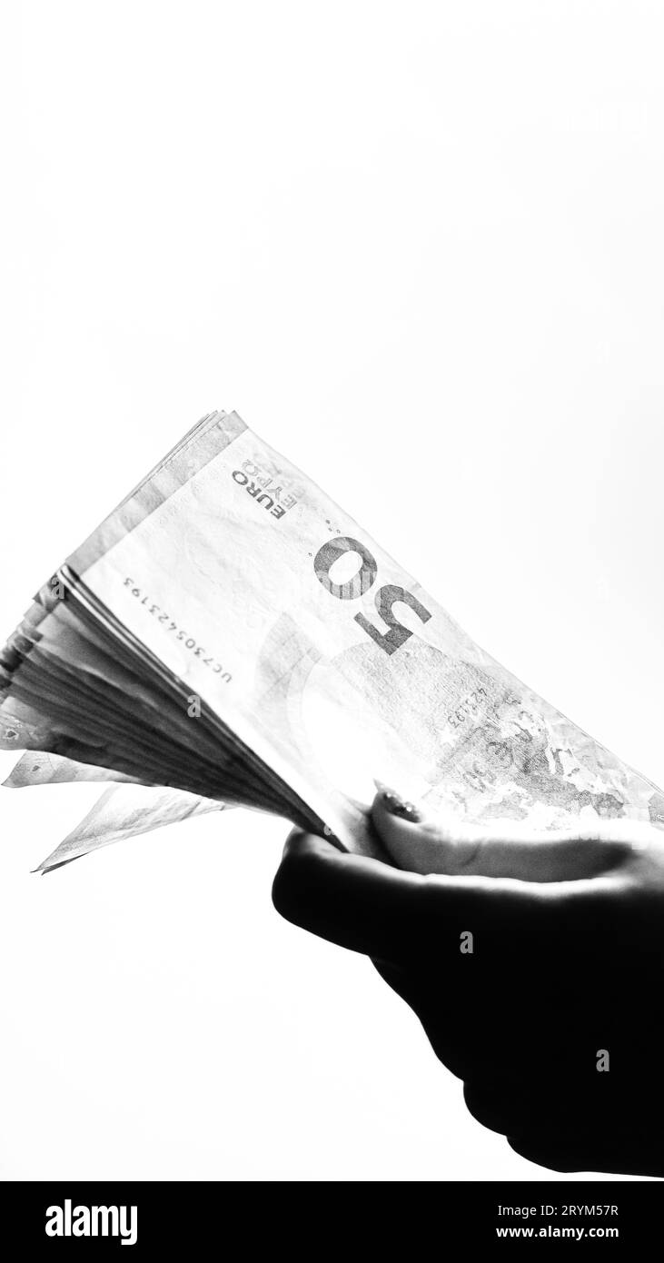 DEVISE EURO. Inflation en Europe, argent en euros. Monnaie de l'Union européenne Banque D'Images