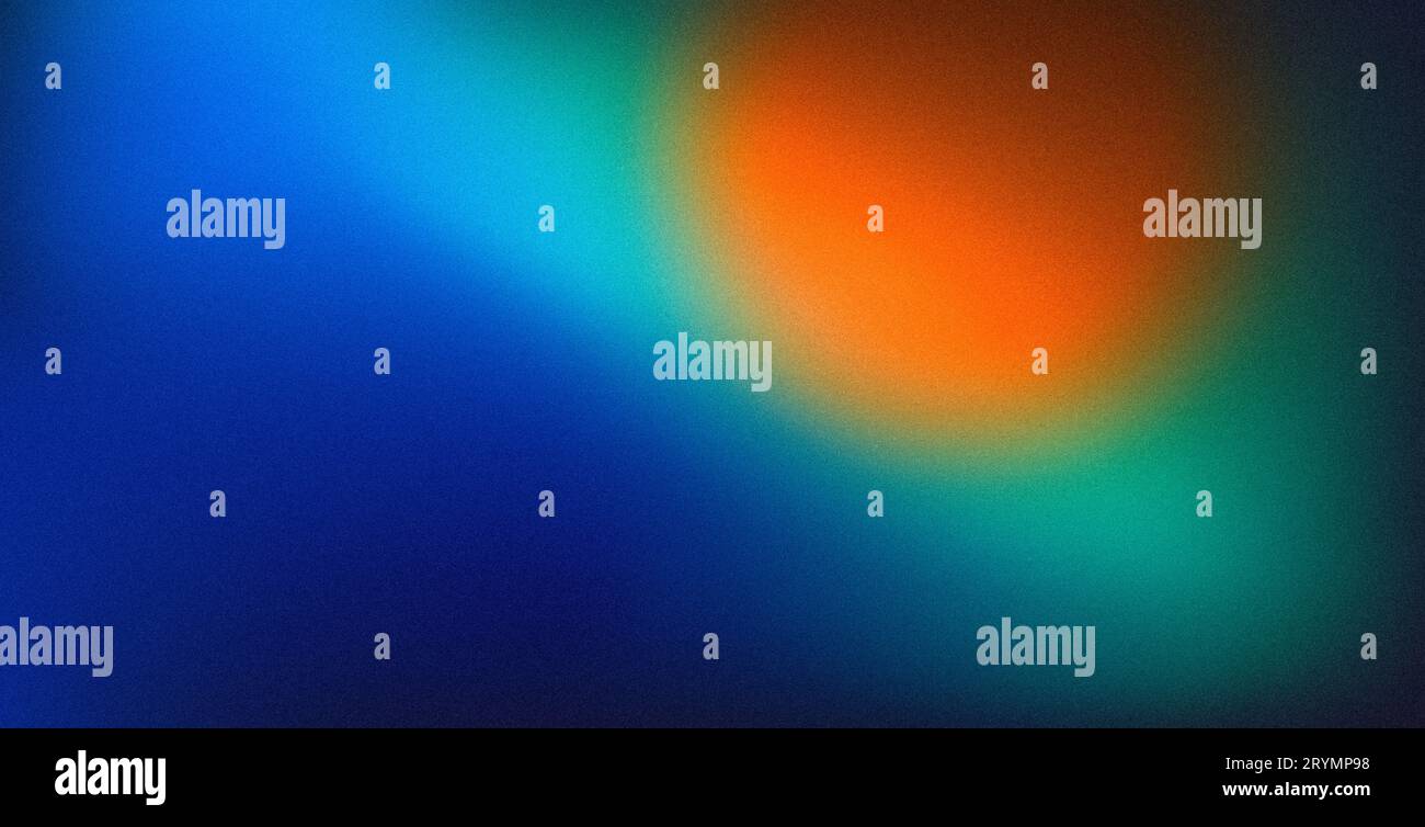 Abstrait bleu orange sarcelle texture granuleuse fond rétro, couleur vive dégradé poster design Banque D'Images