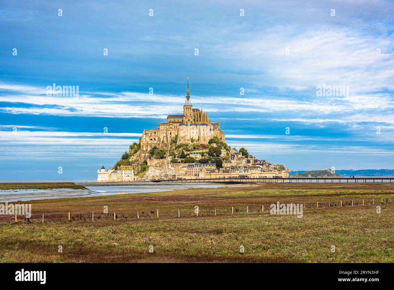 Mont-Saint-Michel, une île avec la célèbre abbaye, Normandie, France Banque D'Images