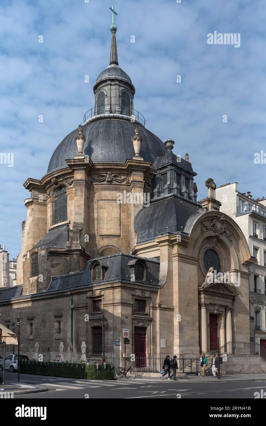 Temple du Marais, aussi appelé Visitation de la Vierge Marie, construit dans la première moitié du 17e siècle, rue Saint-Antoine, Paris, France Banque D'Images