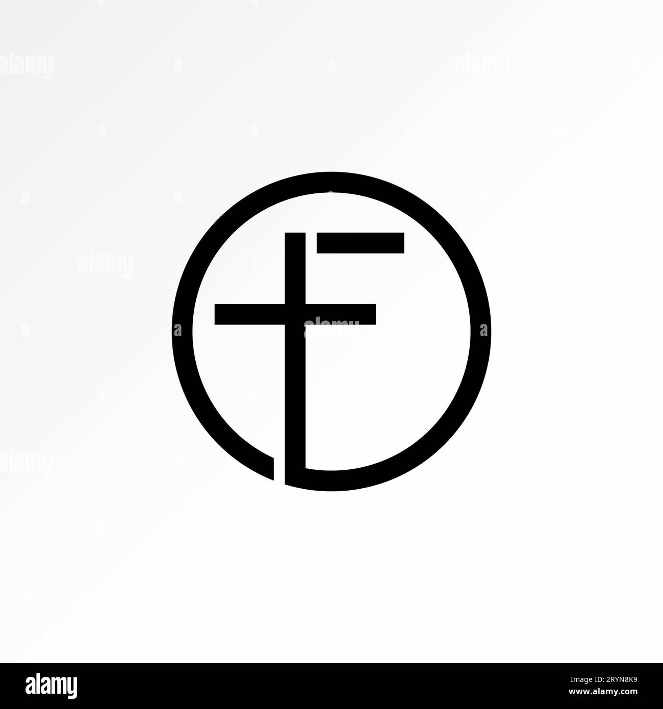 Logo design concept graphique créatif abstrait premium vecteur stock Church christian cross line comme la police de la lettre F liée à la religion initiale monogramme Illustration de Vecteur