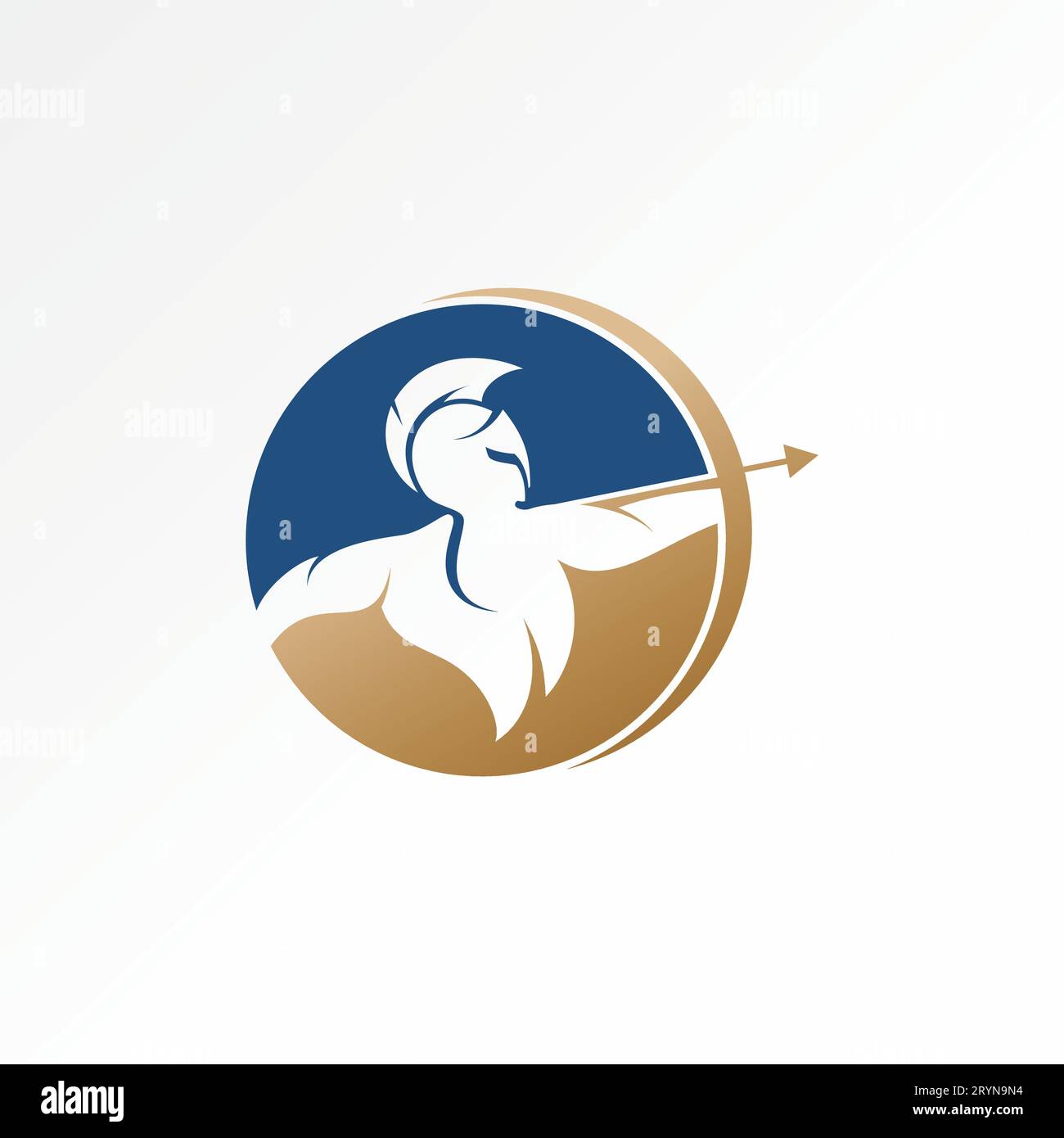 Logo design graphique concept créatif abstrait premium vecteur signe unique stock trojan viking spartian sur bloc de tir à l'arc lié à l'arme de flèche militaire Illustration de Vecteur