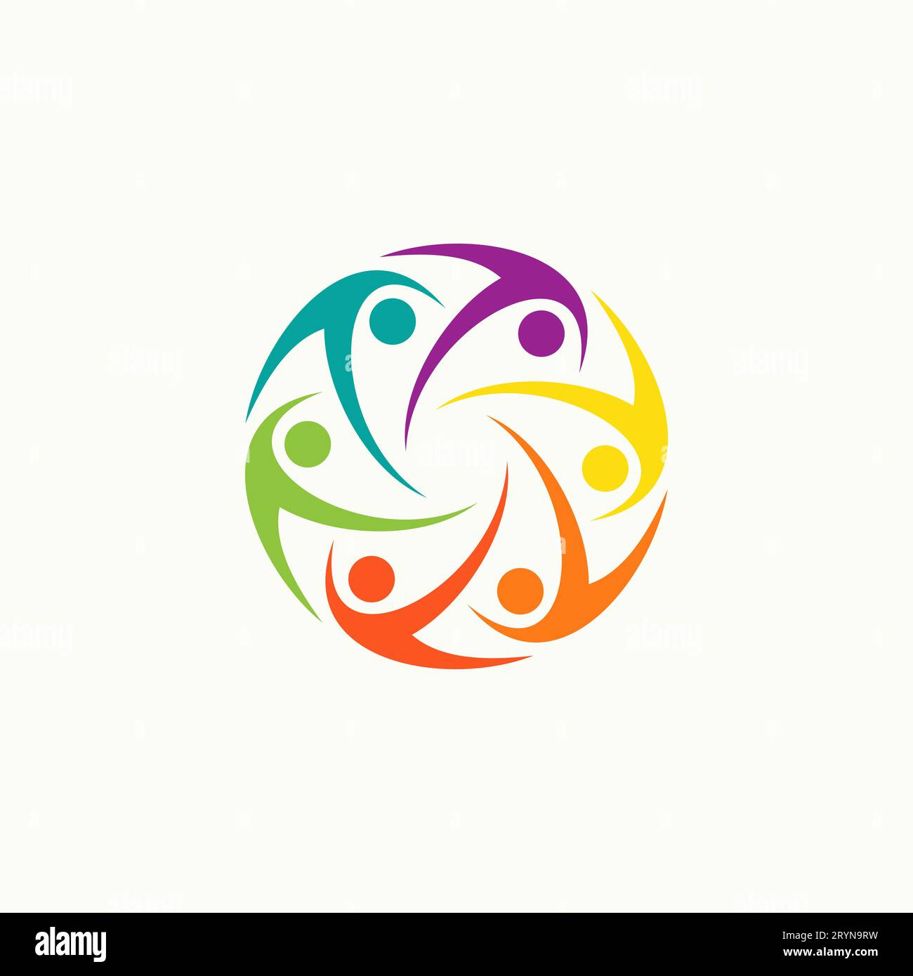 Logo design graphique concept créatif abstrait premium vecteur stock 6 mains ensemble silhouette épaule sur circulaire. Lié aux soins communautaires actifs Illustration de Vecteur