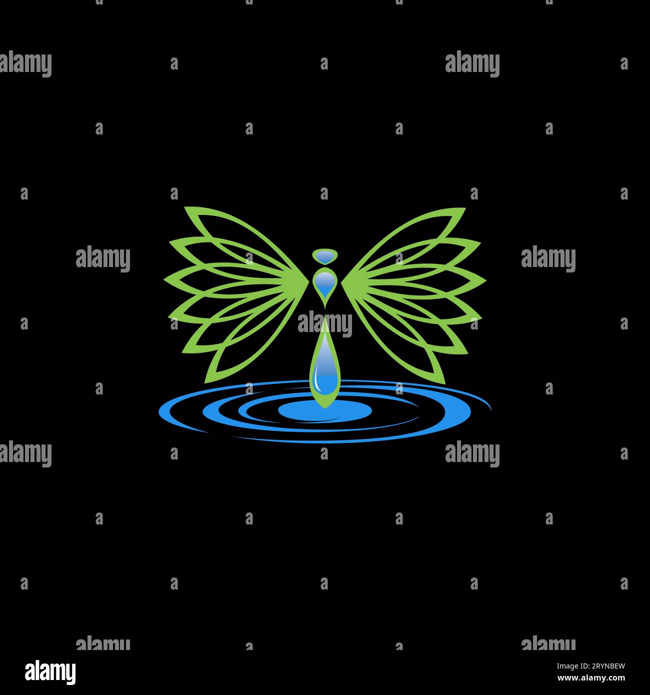 Logo design concept graphique abstrait créatif signe vectoriel premium stock simple papillon d'art unique et goutte d'eau. Faune de tatouage d'insectes animaux apparentés Illustration de Vecteur