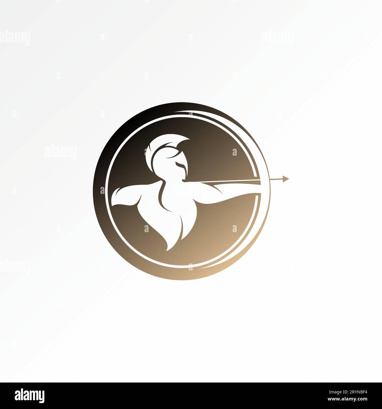Logo design concept graphique créatif abstrait premium signe vectoriel stock unique trojan viking spartian sur bloc de tir à l'arc lié à l'arme de flèche militaire Illustration de Vecteur