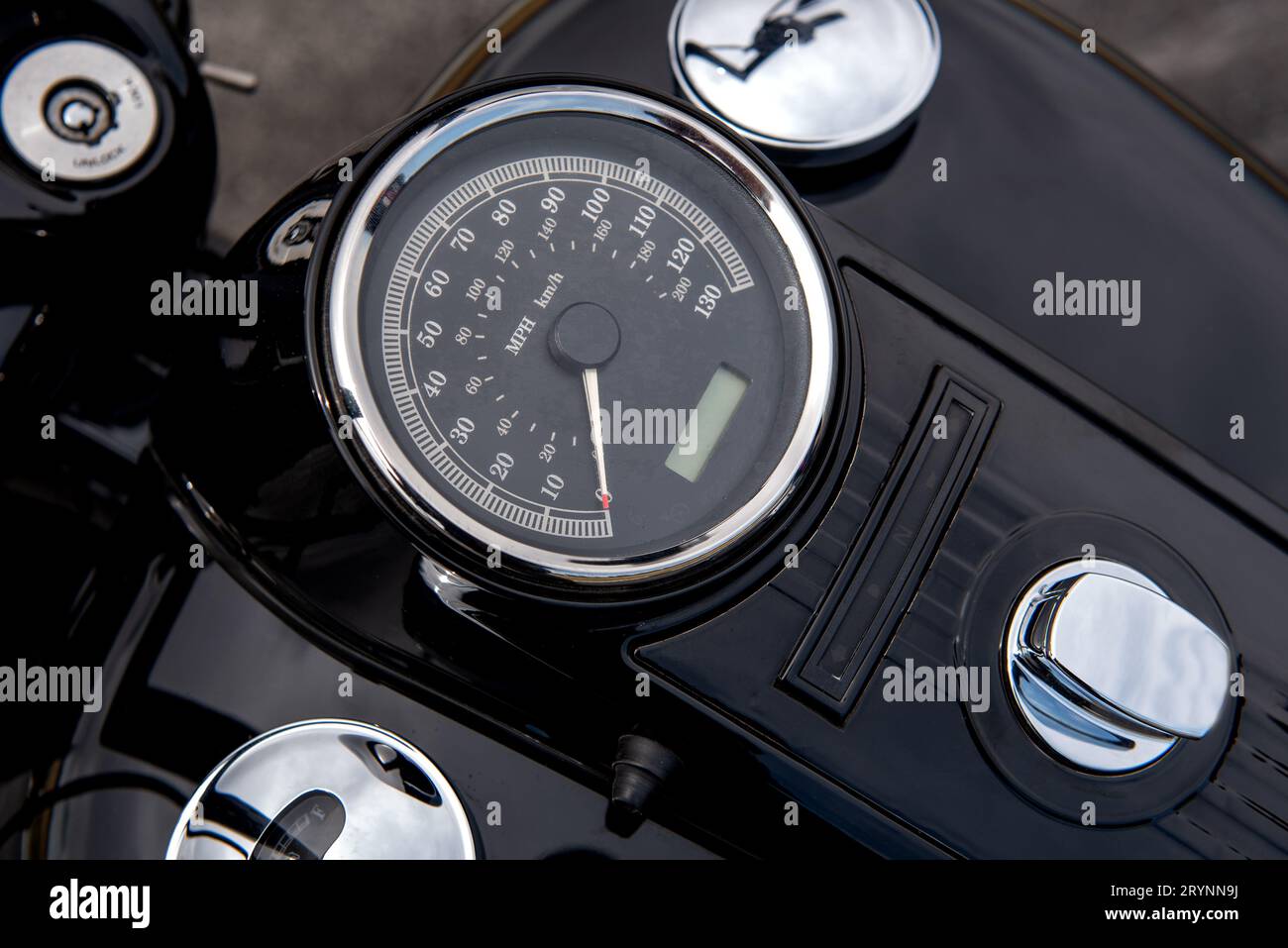 Indicateur de vitesse et interrupteur d'allumage pour motocyclette sport Banque D'Images