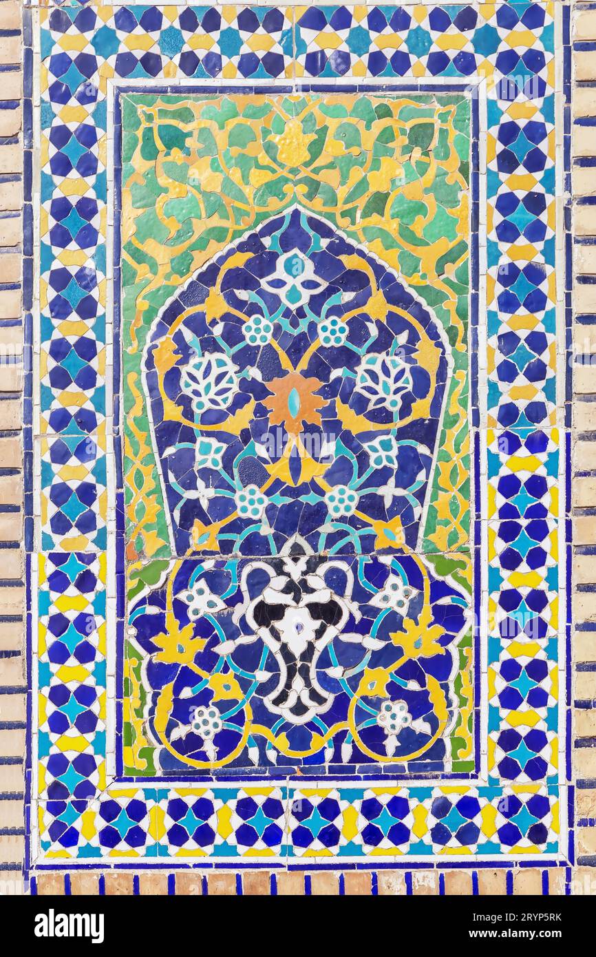 Сeramic Tiles in Nadir Divanbegi Khanaka, Boukhara, Ouzbékistan Banque D'Images